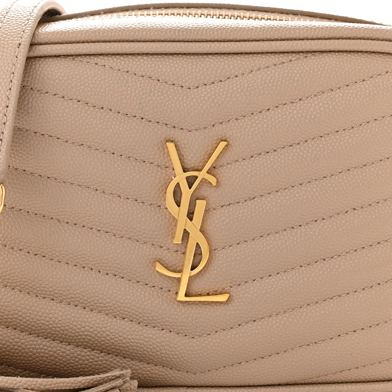 Saint Laurent Grain De Poudre Matelasse Monogram Mini Lou Camera Bag Dark Beige 8 of 11