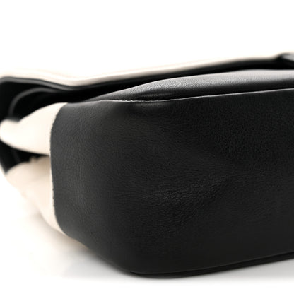 Chanel Calfskin Duo Medium Double Flap  White Black 9 of 13