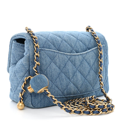 Chanel Denim Quilted Mini Pearl Crush Flap Blue 3 of 10