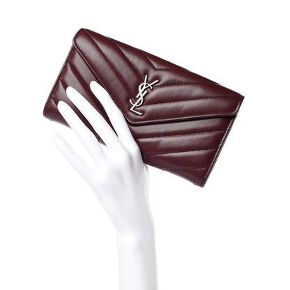 Saint Laurent Lambskin Y Quilted Monogram Large Loulou Flap Wallet Legion Red 2 of 12