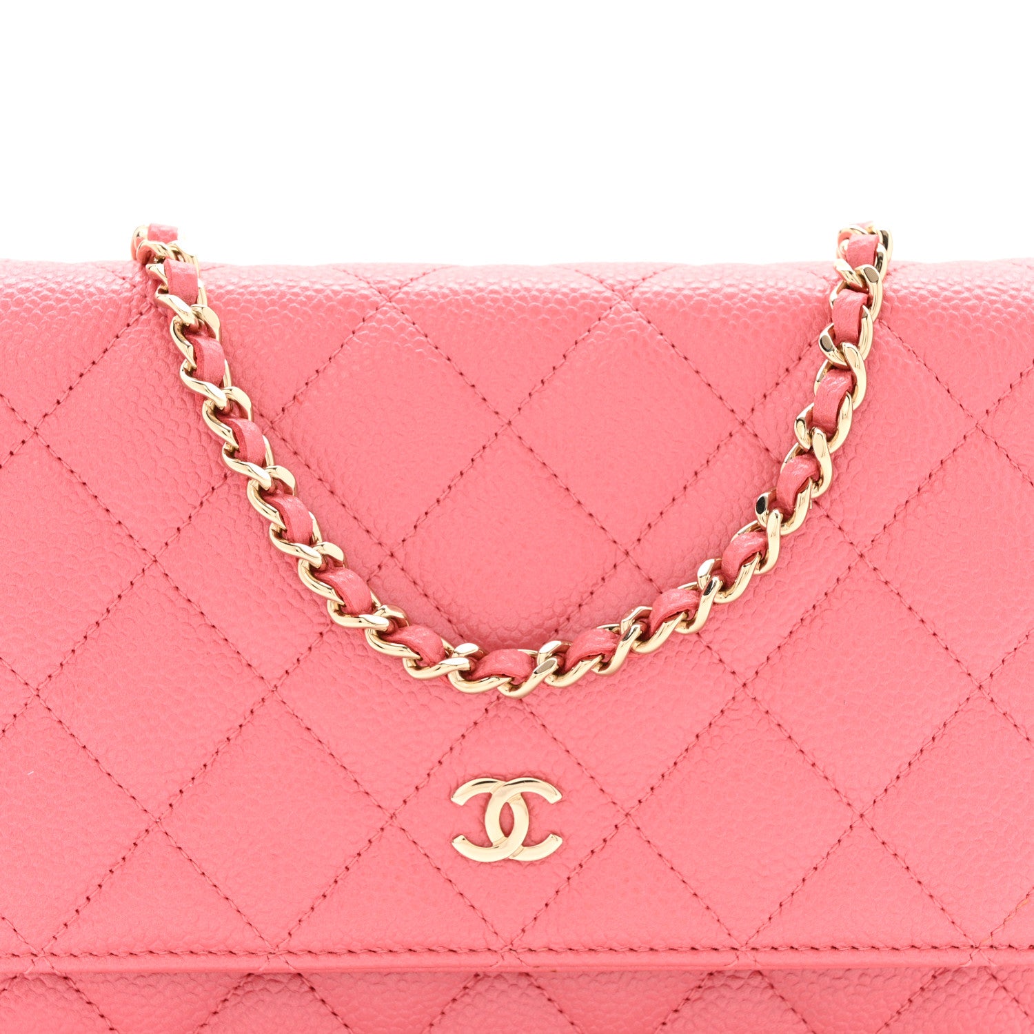 Chanel Caviar Quilted Wallet on Chain WOC Pink 9 of 13