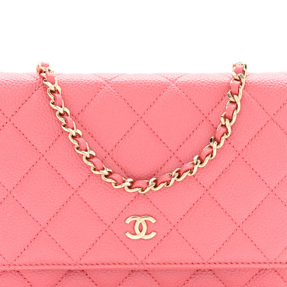 Chanel Caviar Quilted Wallet on Chain WOC Pink 9 of 13