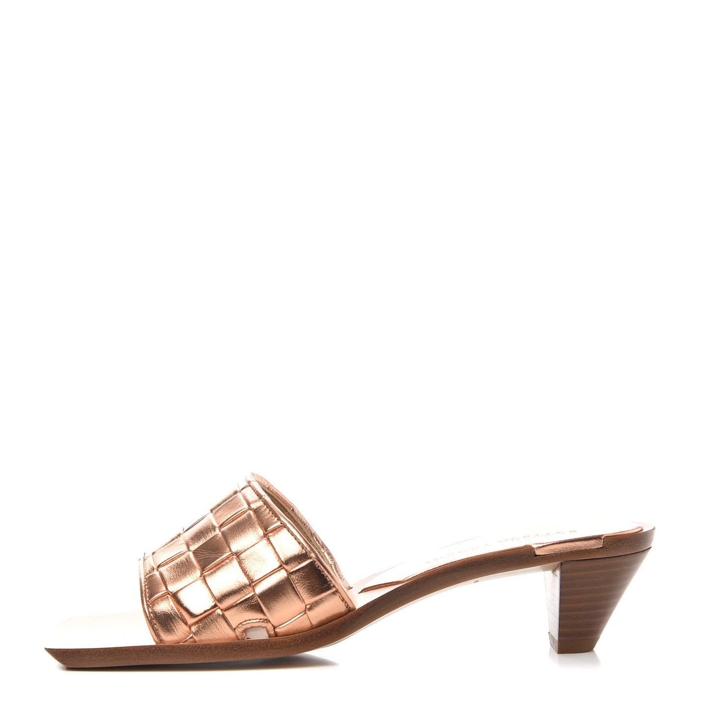 Metallic Nappa Intrecciato Heeled Sandals 36 Gold Peach