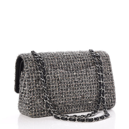 Chanel Metallic Tweed Medium Double Flap Black White 4 of 8