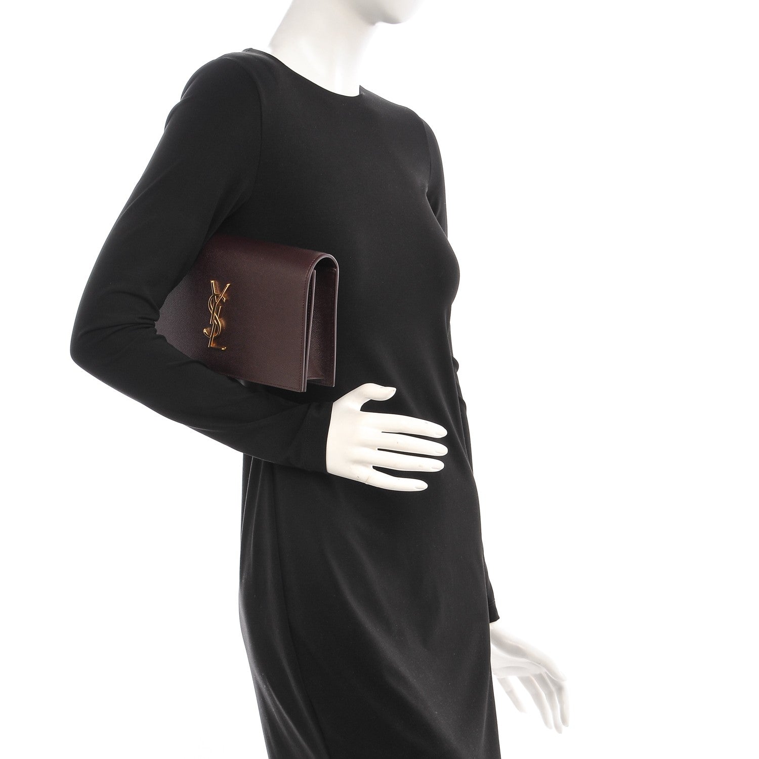 Saint Laurent Grain De Poudre Classic Kate Monogram Clutch Amaranto 2 of 6