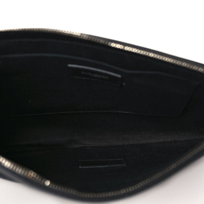 Saint Laurent Linen Canvas Rive Gouche Zipped Pouch Black 5 of 8