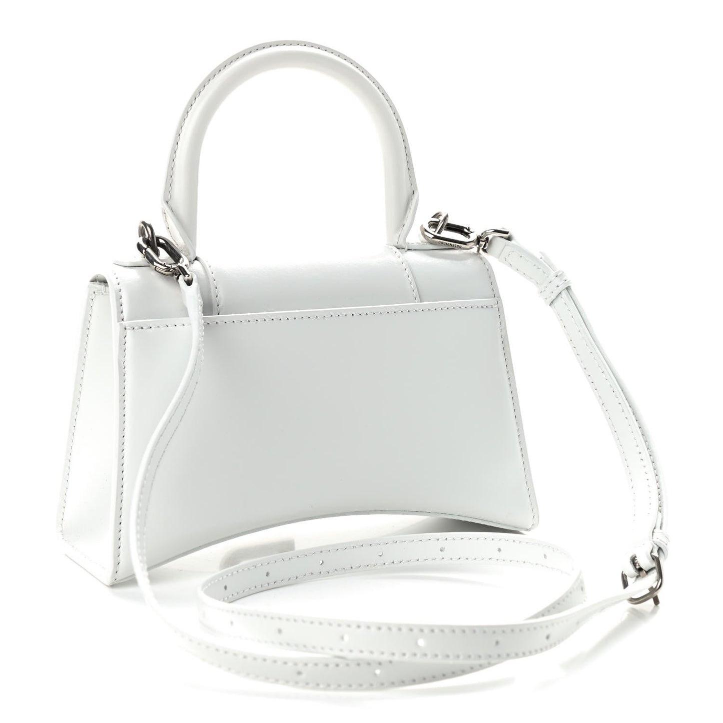 Box Calfskin Graffiti Logo Hourglass Top Handle Bag XS White Light Silver