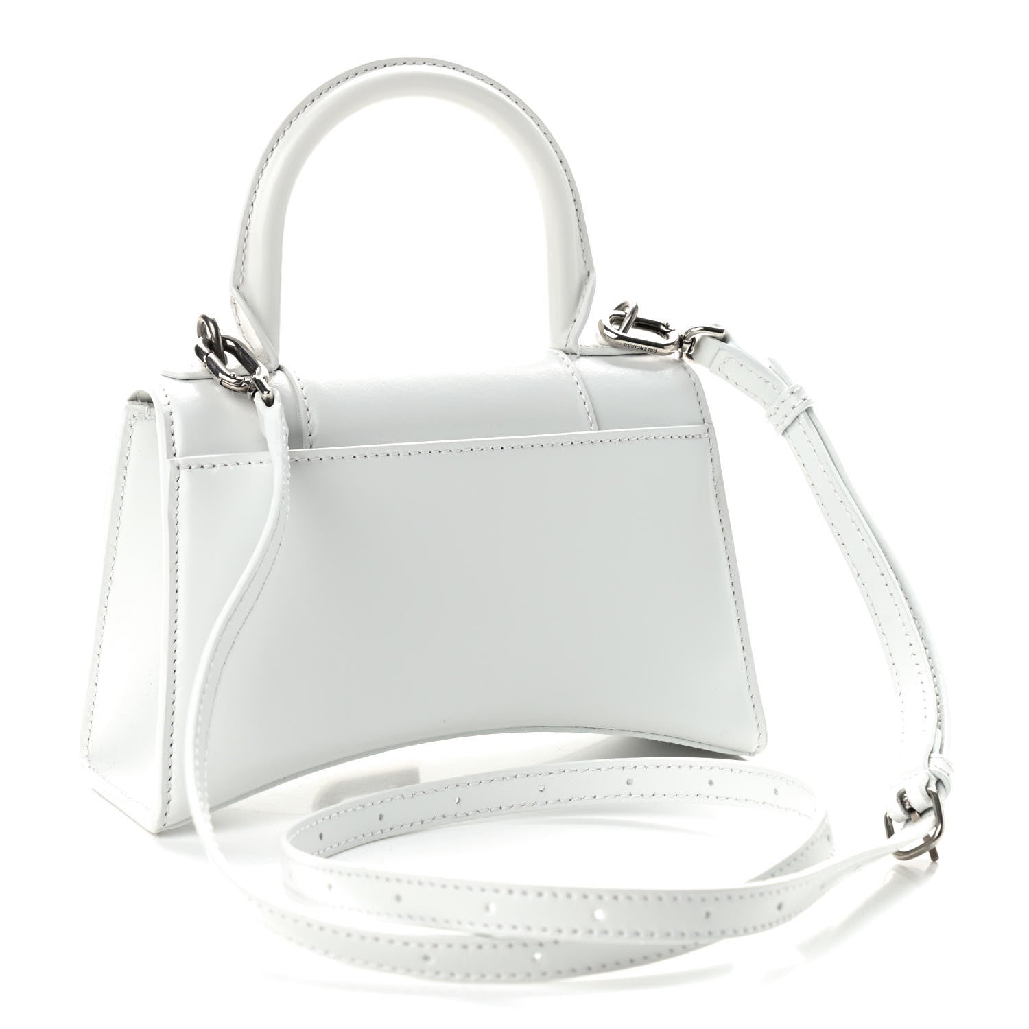 Balenciaga Box Calfskin Graffiti Logo Hourglass Top Handle Bag XS White Light Silver 2 of 7