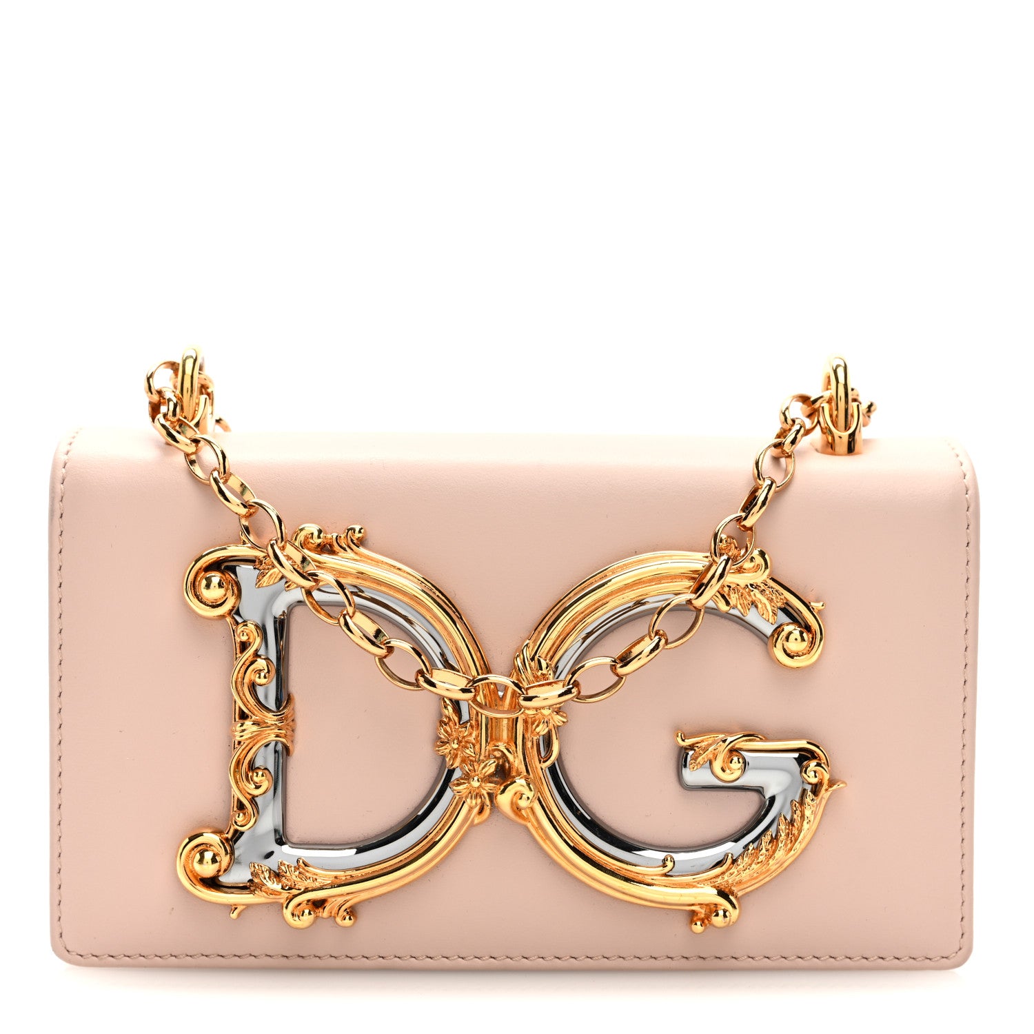Dolce & Gabbana DOLCE GABBANA Calfskin DG Girls Phone Shoulder Bag Pink 1 of 9