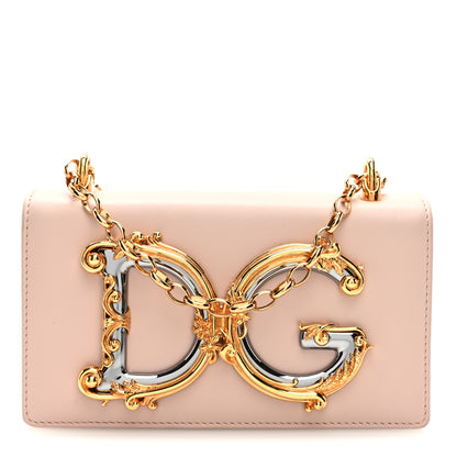 Dolce & Gabbana DOLCE GABBANA Calfskin DG Girls Phone Shoulder Bag Pink 1 of 9