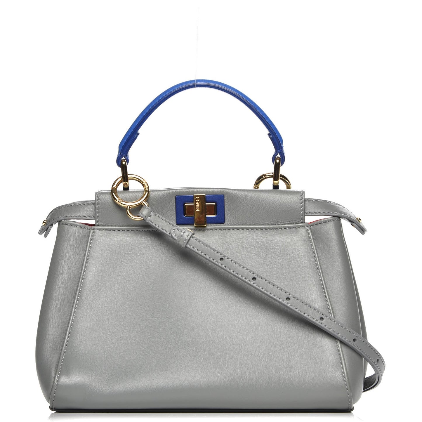 Nappa Colorblock Mini Peekaboo Iconic Satchel Grigio Chiaro Fragola Blue