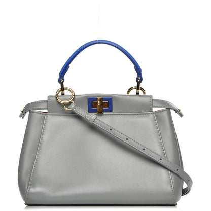 Fendi Nappa Colorblock Mini Peekaboo Iconic Satchel Grigio Chiaro Fragola Blue 1 of 7