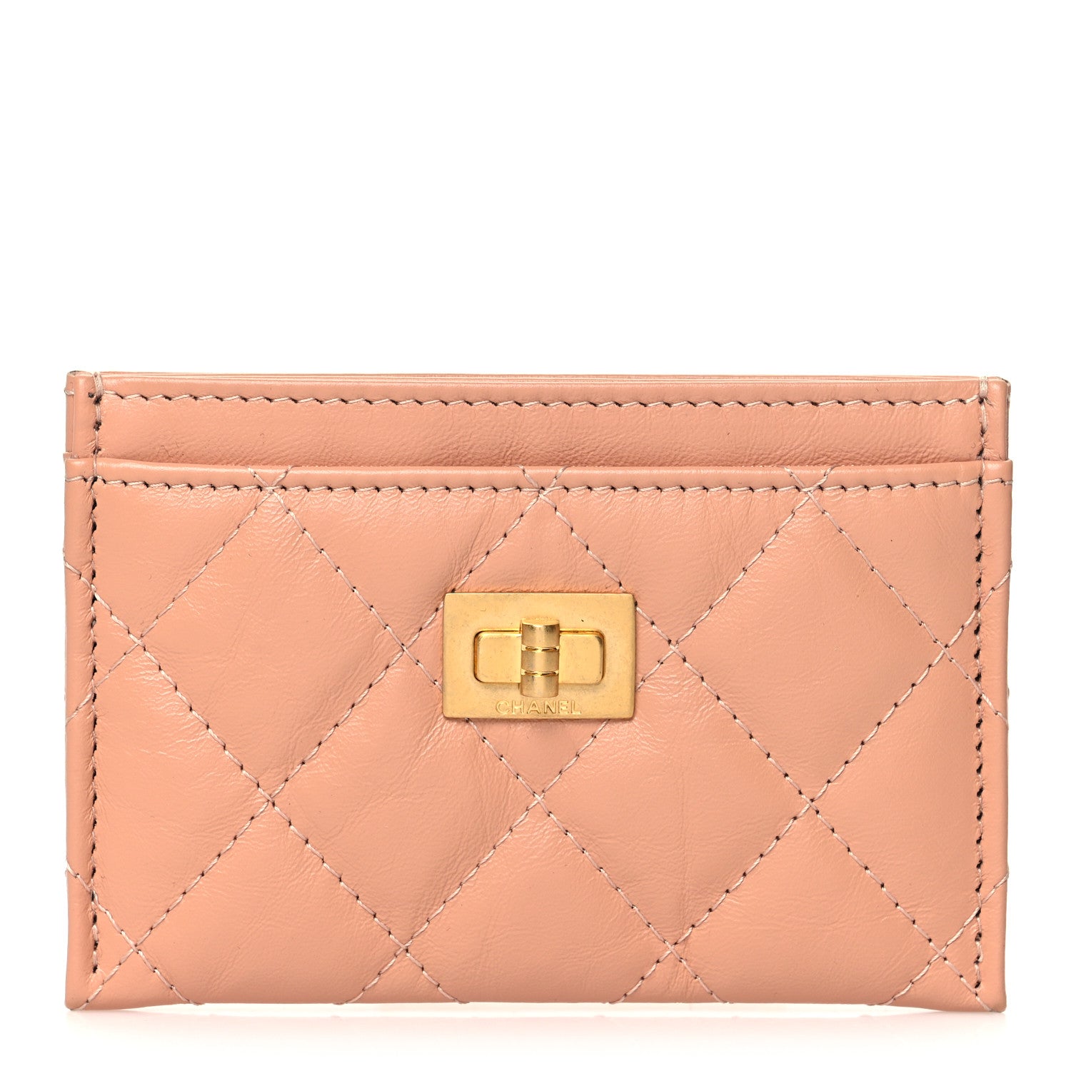 Chanel Aged Calfskin Quilted Reissue Card Holder Beige 1 of 13