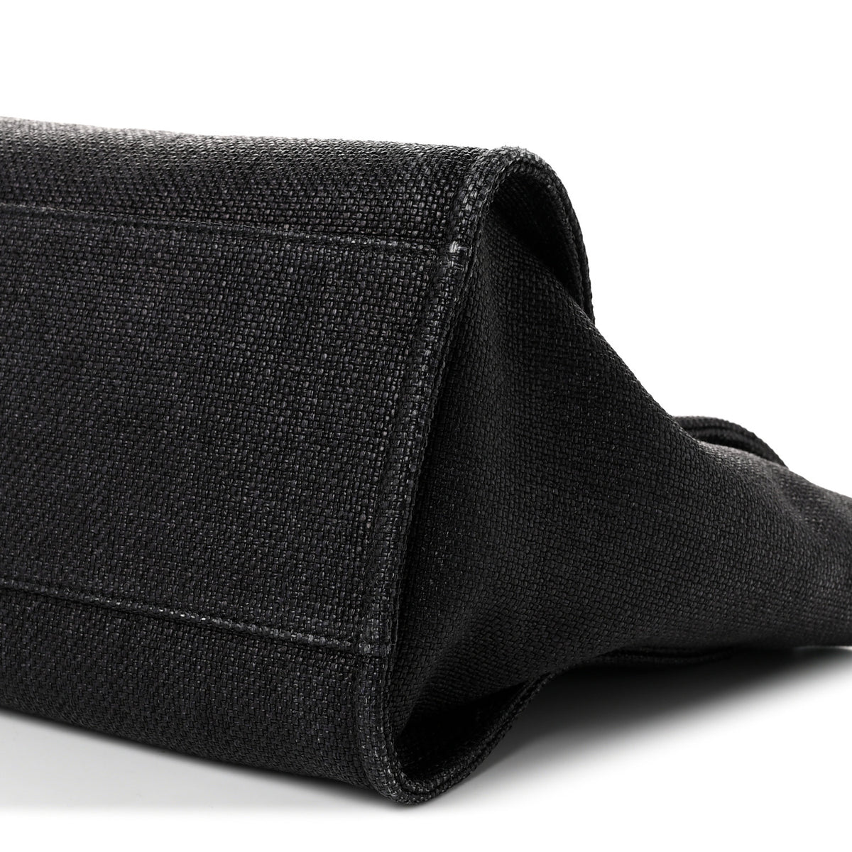 Woven Straw Raffia Large Deauville Tote Black