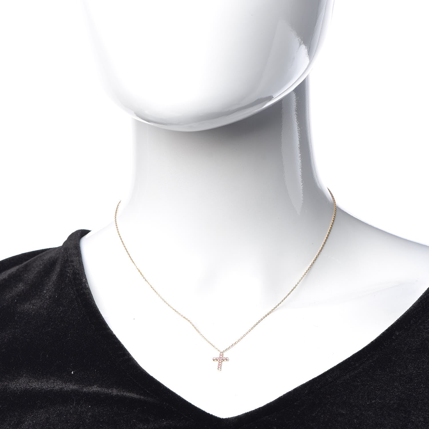 Cartier 18K Pink Gold Pink Sapphire Symbols Cross Pendant Necklace 2 of 6
