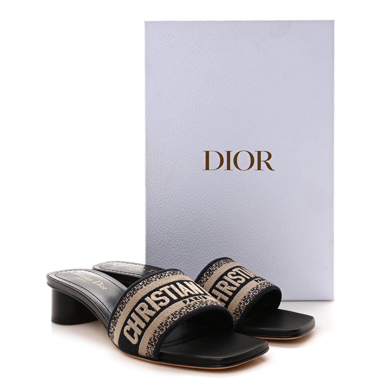 Christian Dior Cotton Embroidered Dway 40mm Slide Sandals 37.5 Deep Blue 9 of 9