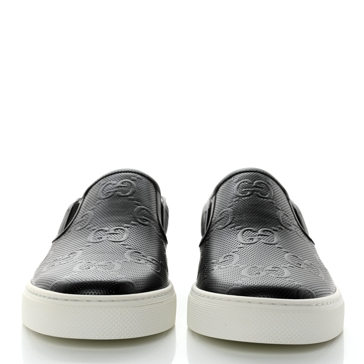 Calfskin GG Tennis Embossed Mens Dublin Slip On Sneakers 9.5 Black