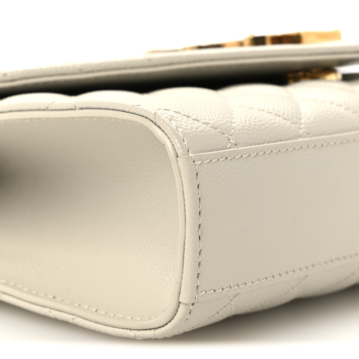 Grain De Poudre Textured Mixed Matelasse Triquilt Small Monogram Satchel Crema Soft