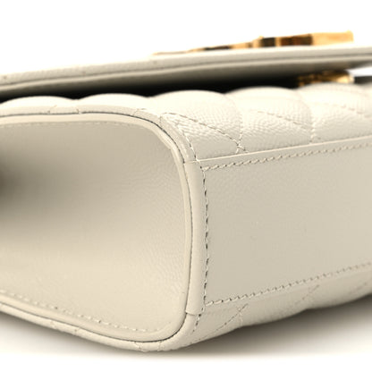 Saint Laurent Grain De Poudre Textured Mixed Matelasse Triquilt Small Monogram Satchel Crema Soft 9 of 10