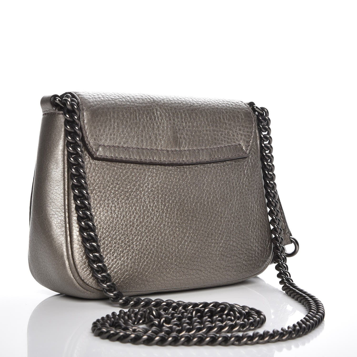 Gucci Metallic Pebbled Calfskin Small Soho Flap Crossbody Sasso 3 of 7