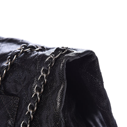 Chanel Crumpled Caviar Quilted Maxi Elastic Flap Black 12 of 14