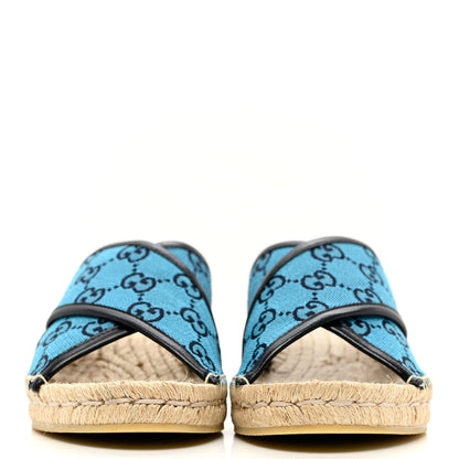 Gucci Monogram Multicolor Criss Cross Espadrille Sandals 38 Light Blue 2 of 12