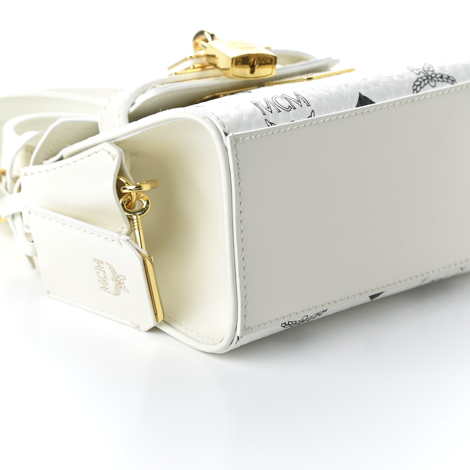 MCM Visetos X-Mini Heritage Top Handle Satchel White 670574