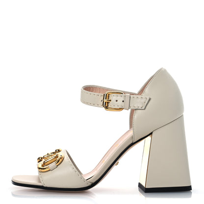Gucci Nappa Horsebit Cross Strap 95mm Sandals 35 Mystic White 1 of 14