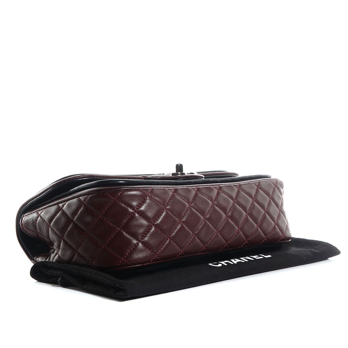 Lambskin Quilted Classic Twist Flap Bag Black Bordeaux