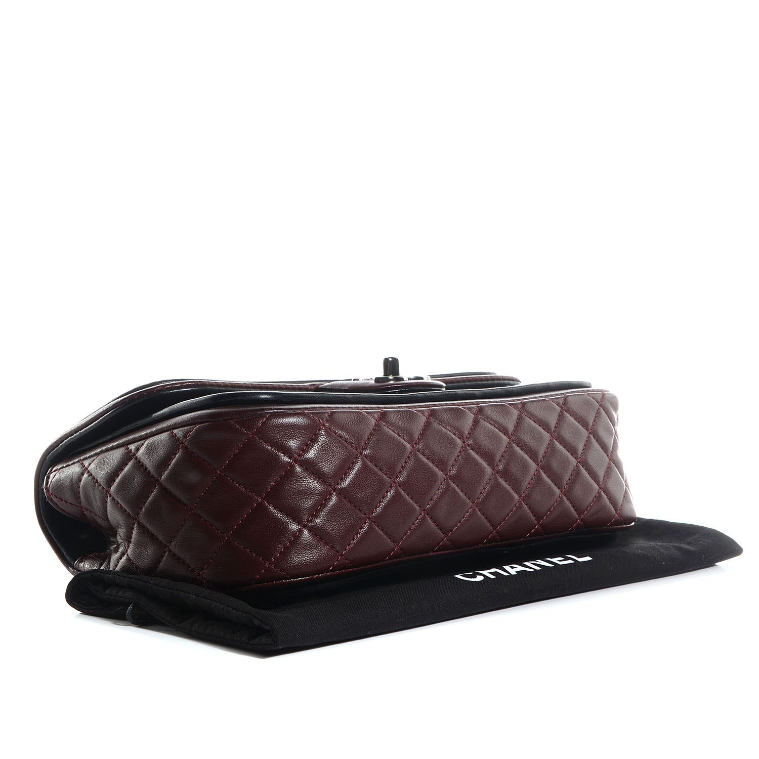 Chanel Lambskin Quilted Classic Twist Flap Bag Black Bordeaux 4 of 8
