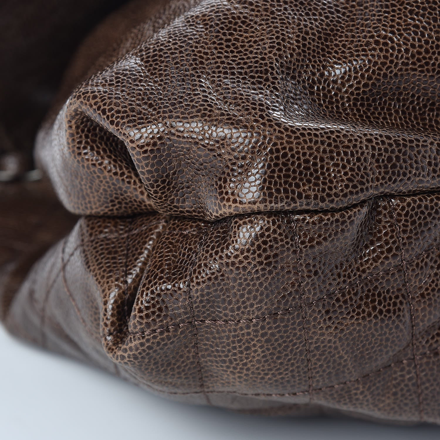 Chanel Grained Calfskin Quilted Maxi Elastic Flap Brown 9 of 10