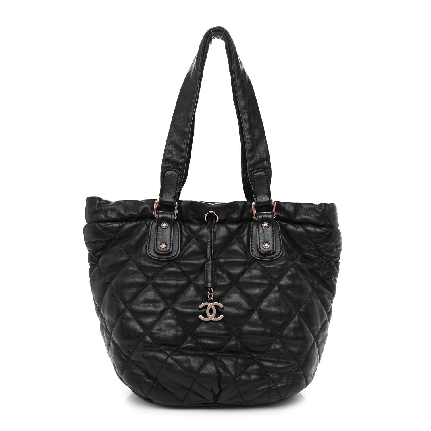 Chanel Lambskin Quilted Cloudy Bundle North South Tote Black 1 of 10