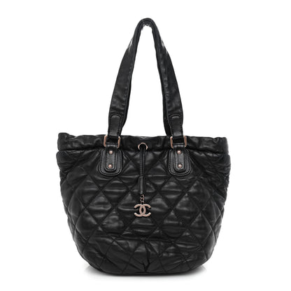Chanel Lambskin Quilted Cloudy Bundle North South Tote Black 1 of 10