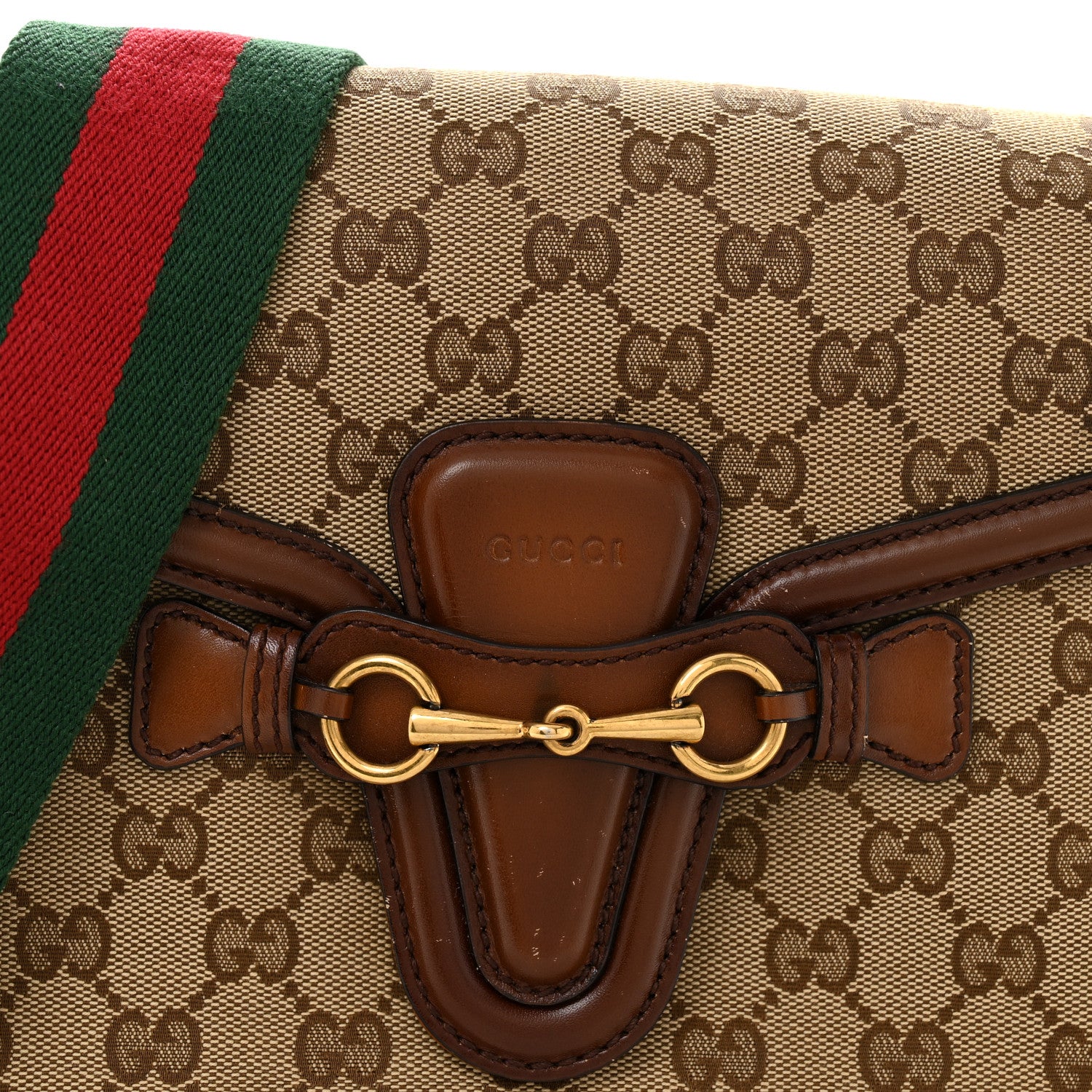 Gucci Monogram Medium Lady Web Shoulder Bag Beige Cuir 8 of 12