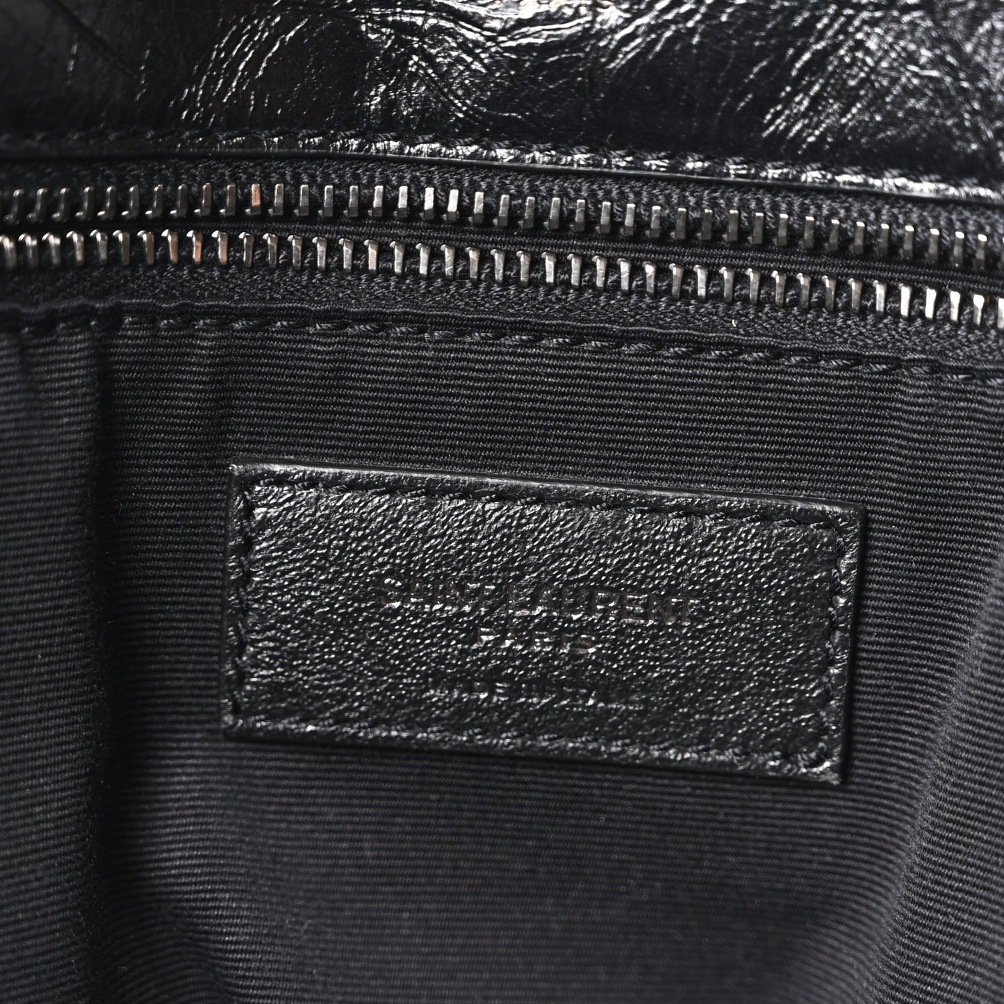 Crinkled Calfskin Matelasse Monogram Large Niki Chain Satchel Black