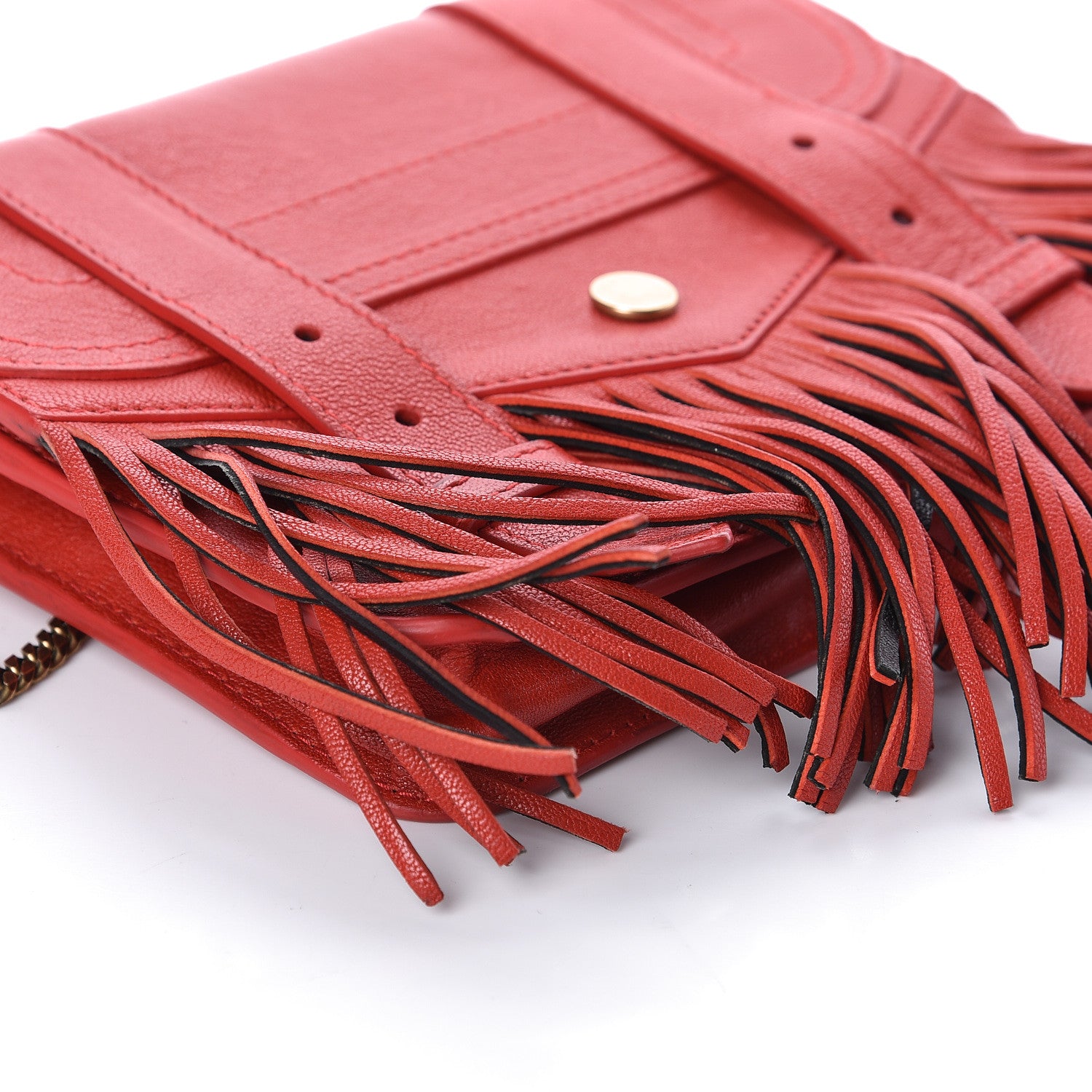 Proenza Schouler Lambskin PS1 Fringe Chain Wallet Red 7 of 8