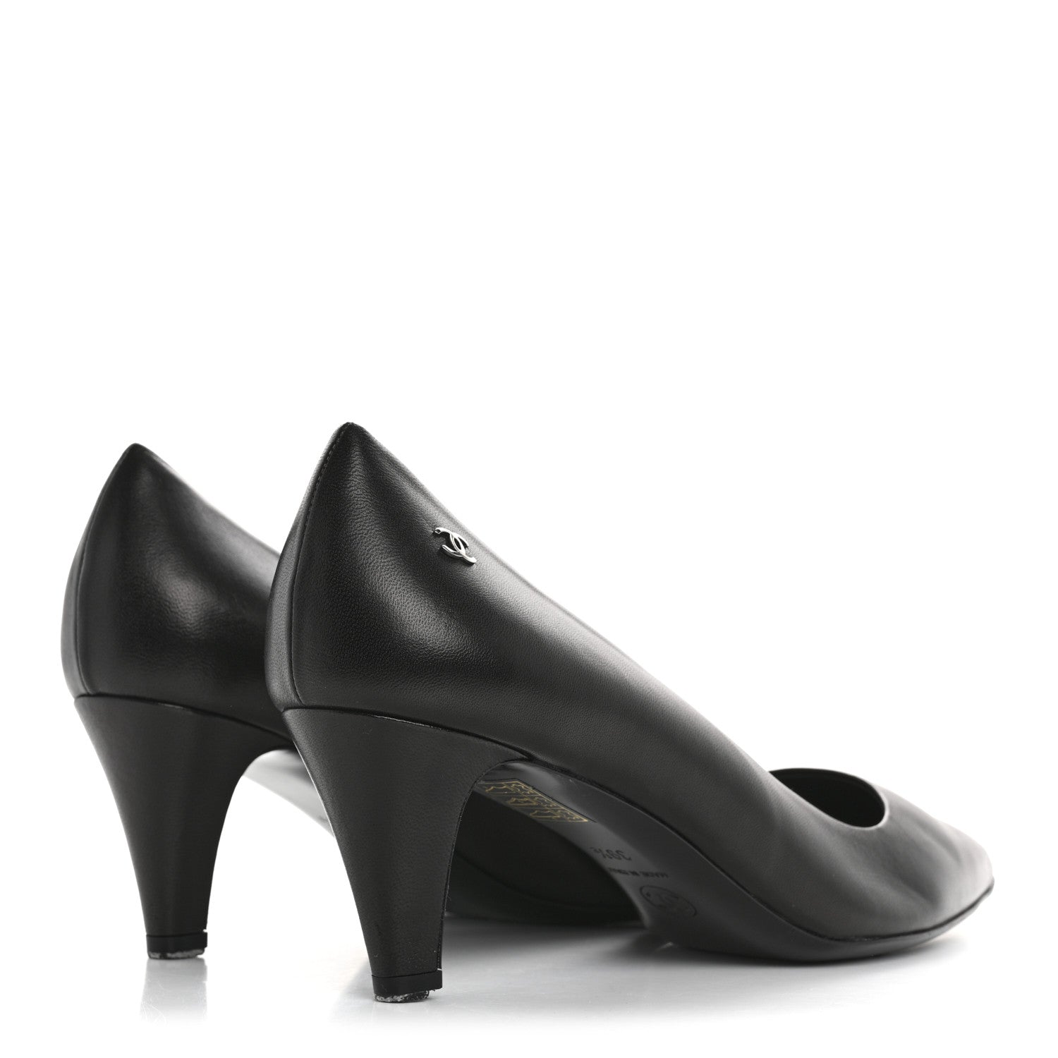 Chanel Lambskin CC Pumps 39.5 Black 5 of 9