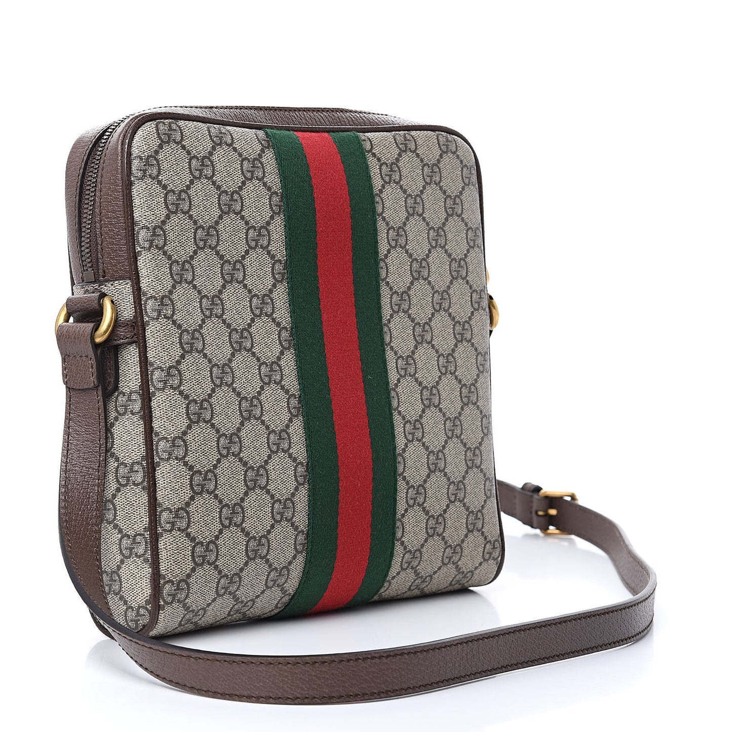 GG Supreme Monogram Web Small Ophidia Messenger Bag Brown
