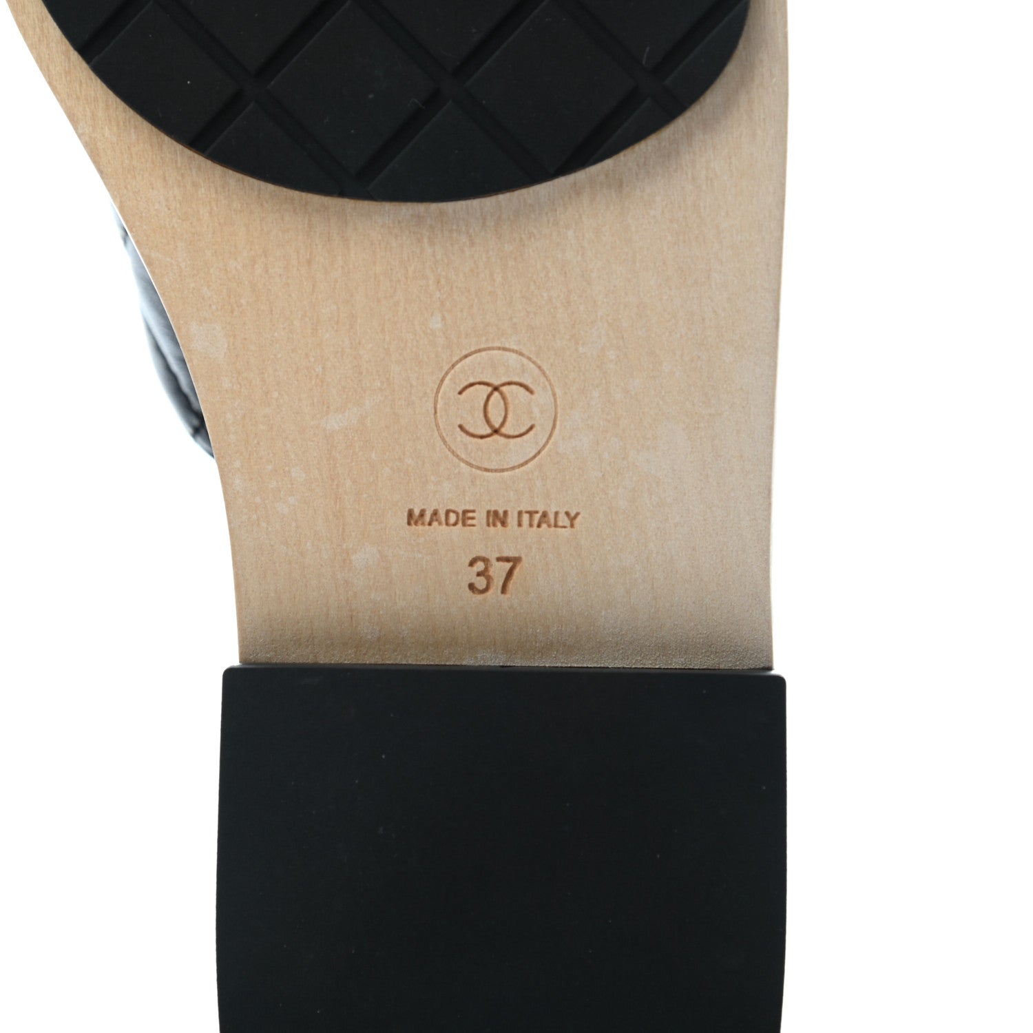 Chanel Lambskin CC Flat Slide Sandals 37 Black 5 of 10