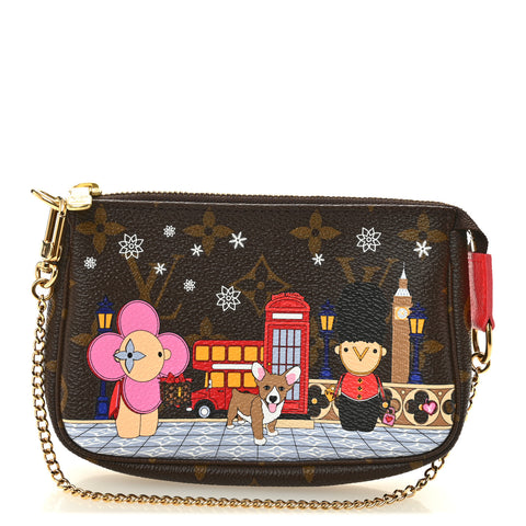 Monogram 2021 Christmas Animation London Mini Pochette Accessories Red
