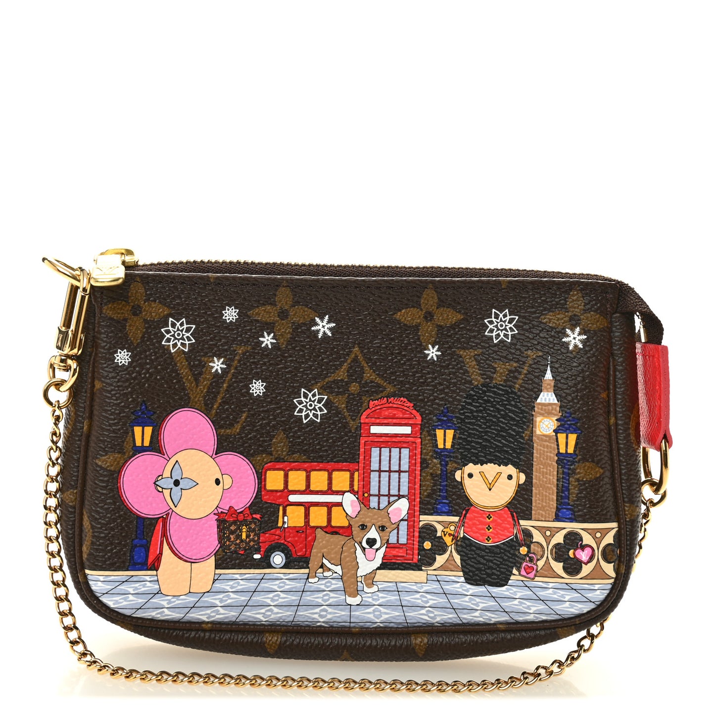 Monogram 2021 Christmas Animation London Mini Pochette Accessories Red