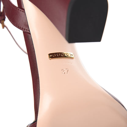 Gucci Lifford Calfskin GG Marmont Ankle Wrap 105mm Sandals 37 Vintage Bordeaux 8 of 9