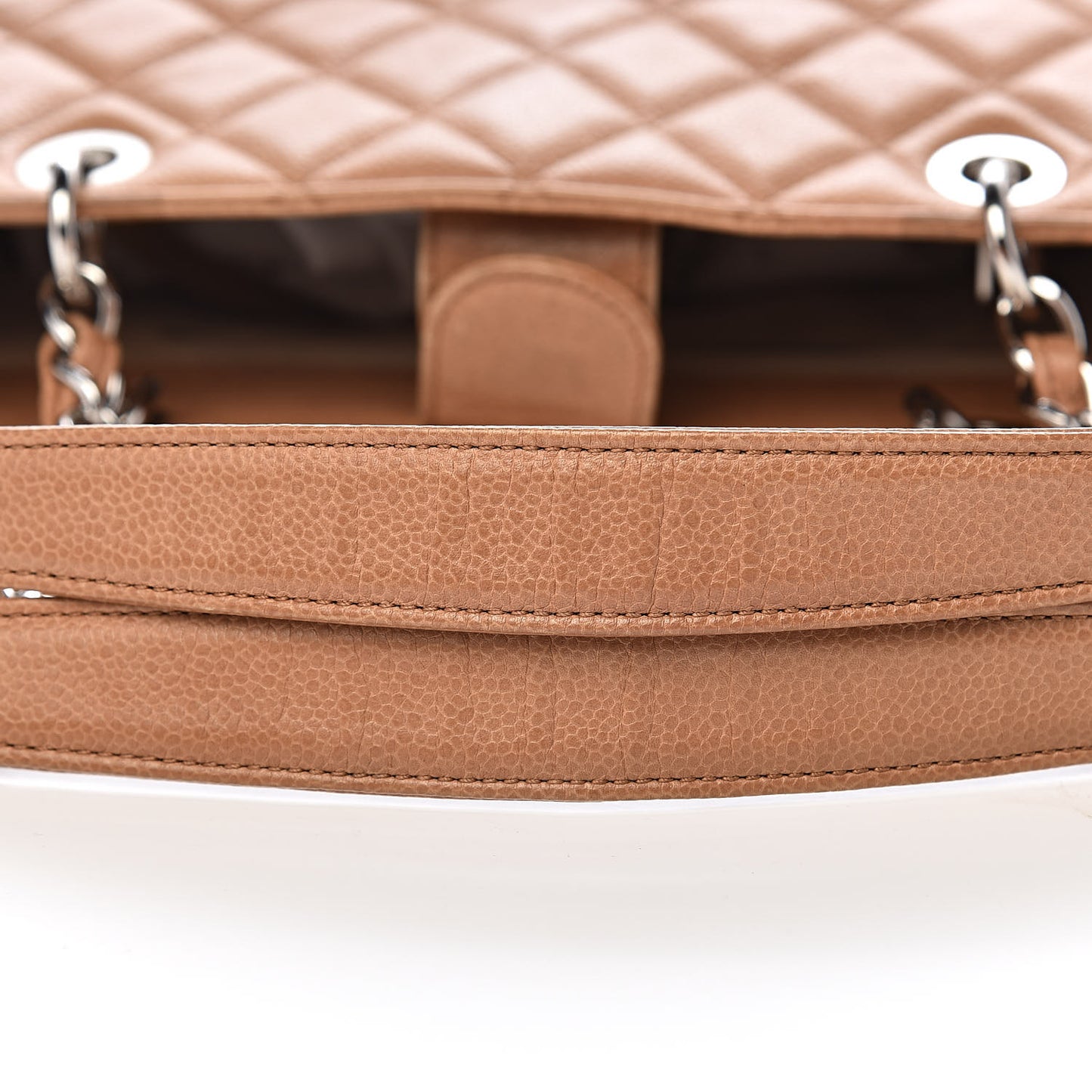 Caviar Quilted Petit Shopping Tote PST Dark Beige