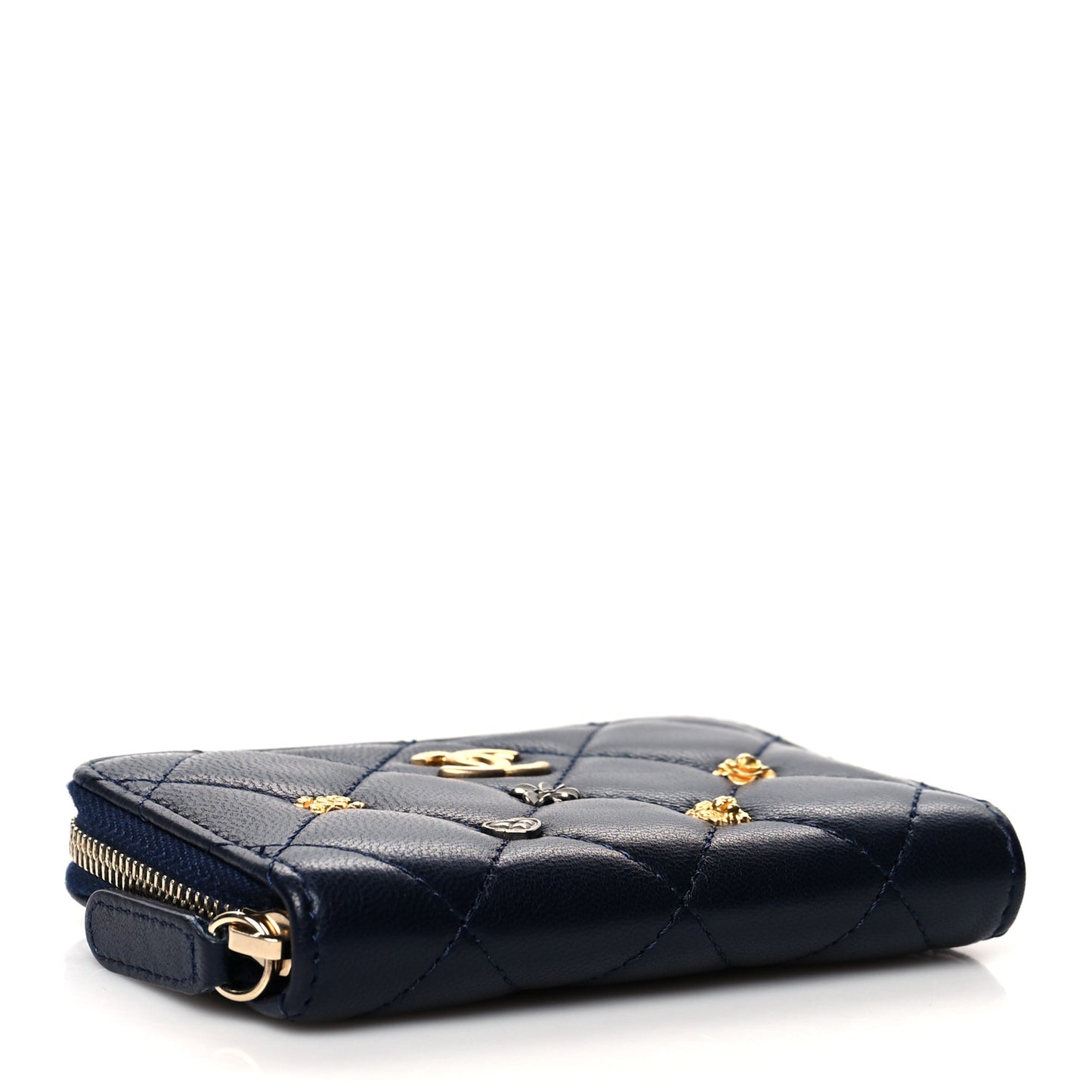 Lambskin Lucky Charms Zip Coin Purse Navy