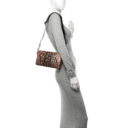 Valentino Garavani Calfskin Leopard VLTN Print Logo Crossbody Bag Tan Brown 3 of 9