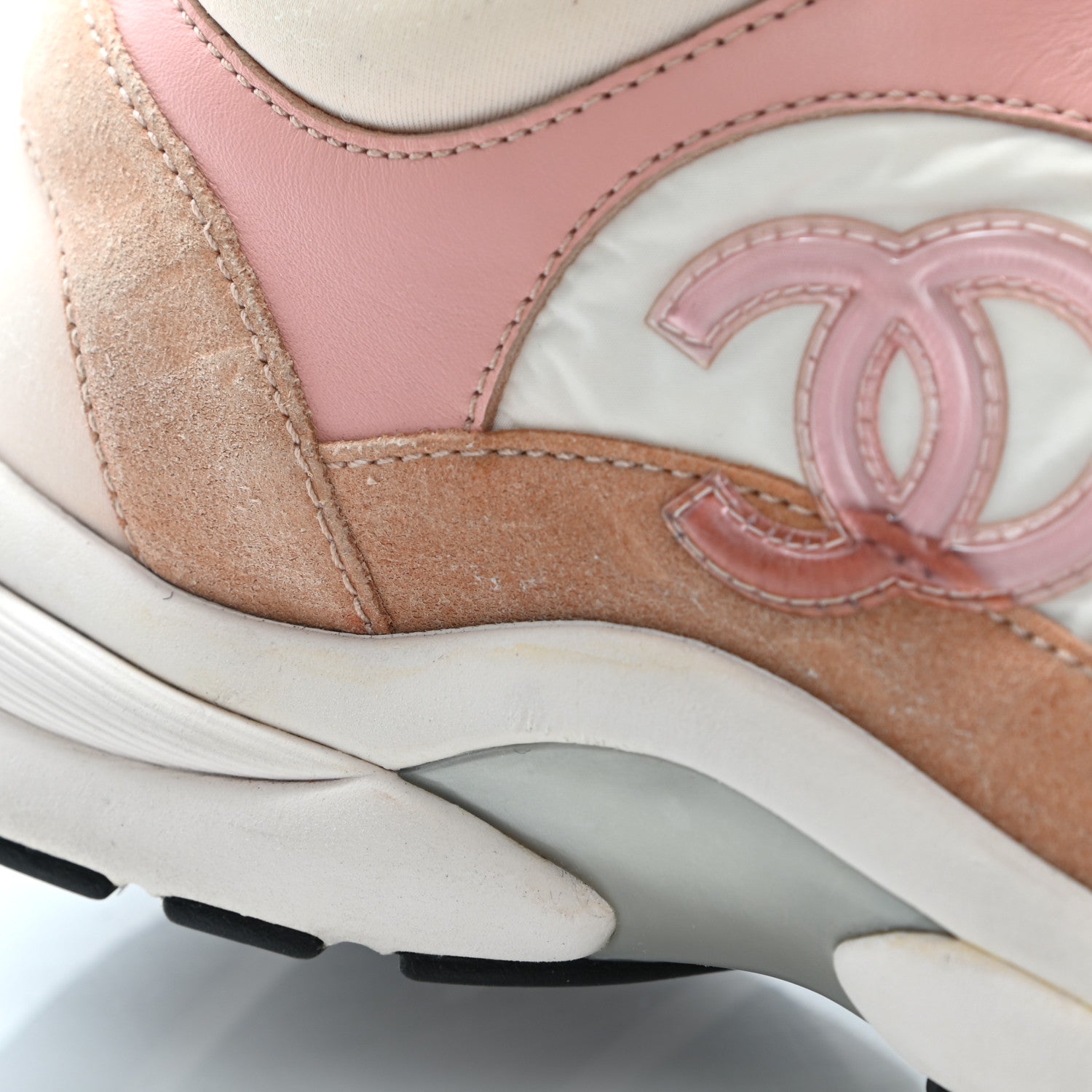 Chanel Nylon Lambskin Suede Calfskin CC Sneakers 36.5 Pink 20 of 21
