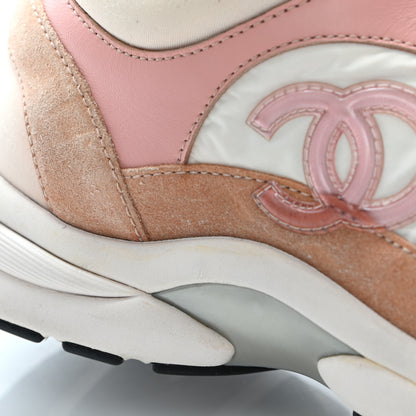 Chanel Nylon Lambskin Suede Calfskin CC Sneakers 36.5 Pink 20 of 21