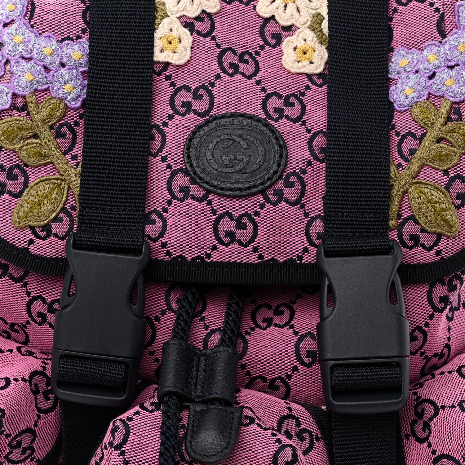Gucci Monogram Multicolor Floral Embroidered Large Retro Interlocking G Three Pocket Backpack Pink Blue Multicolor 8 of 10