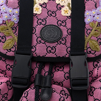Gucci Monogram Multicolor Floral Embroidered Large Retro Interlocking G Three Pocket Backpack Pink Blue Multicolor 8 of 10