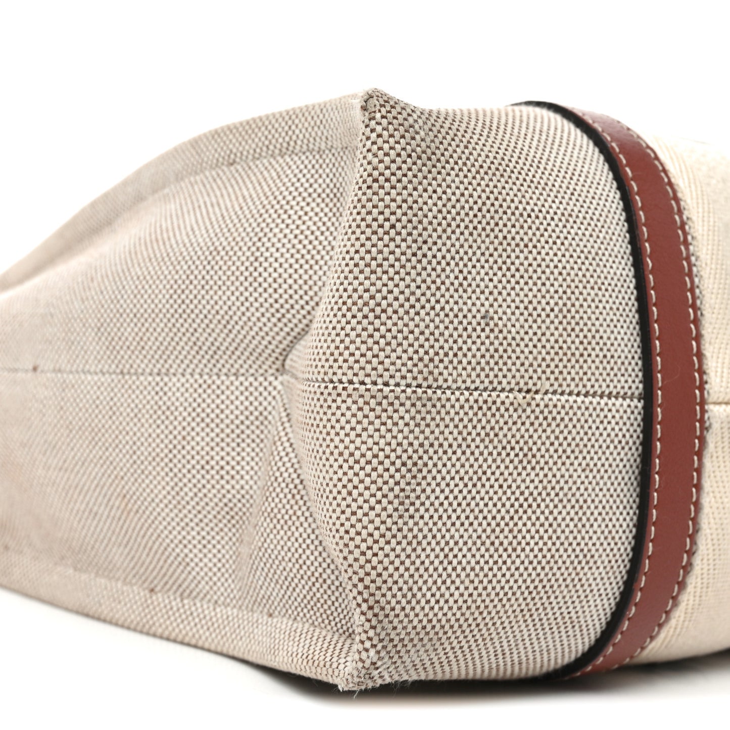 Cotton Calfskin Medium Woody Ribbon Tote White Brown